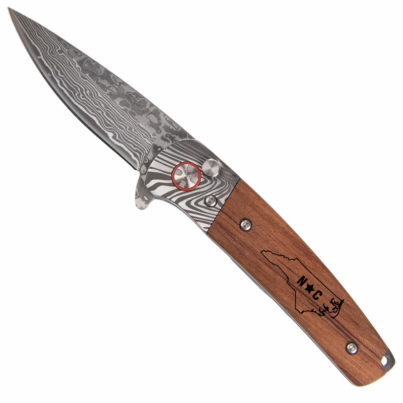 Wildcat - Damascus & Rosewood Pocket Knife