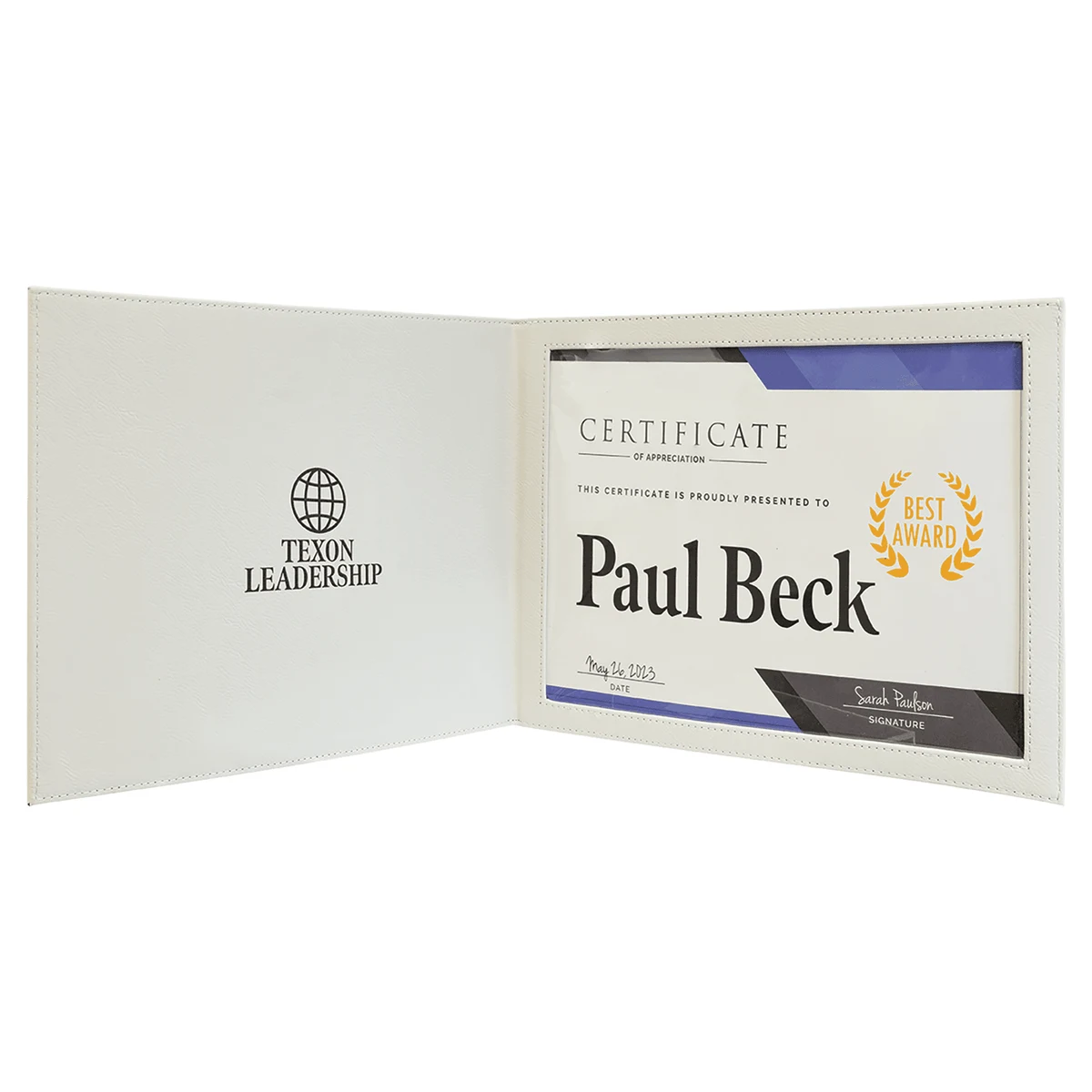 9" x 12" White Leatherette Certificate Holder 1