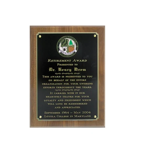 Standard Simulated Walnut Plaque With Full Sized Engraving Plate 1