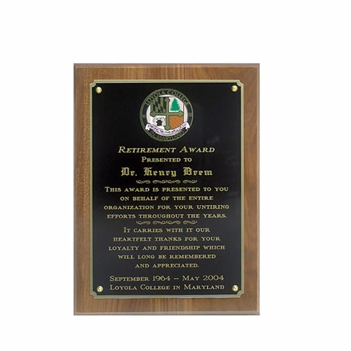 Standard Simulated Walnut Plaque With Full Sized Engraving Plate