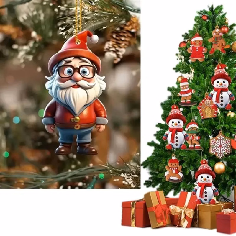 Christmas Flat Acrylic Ornaments Hanging Decoration