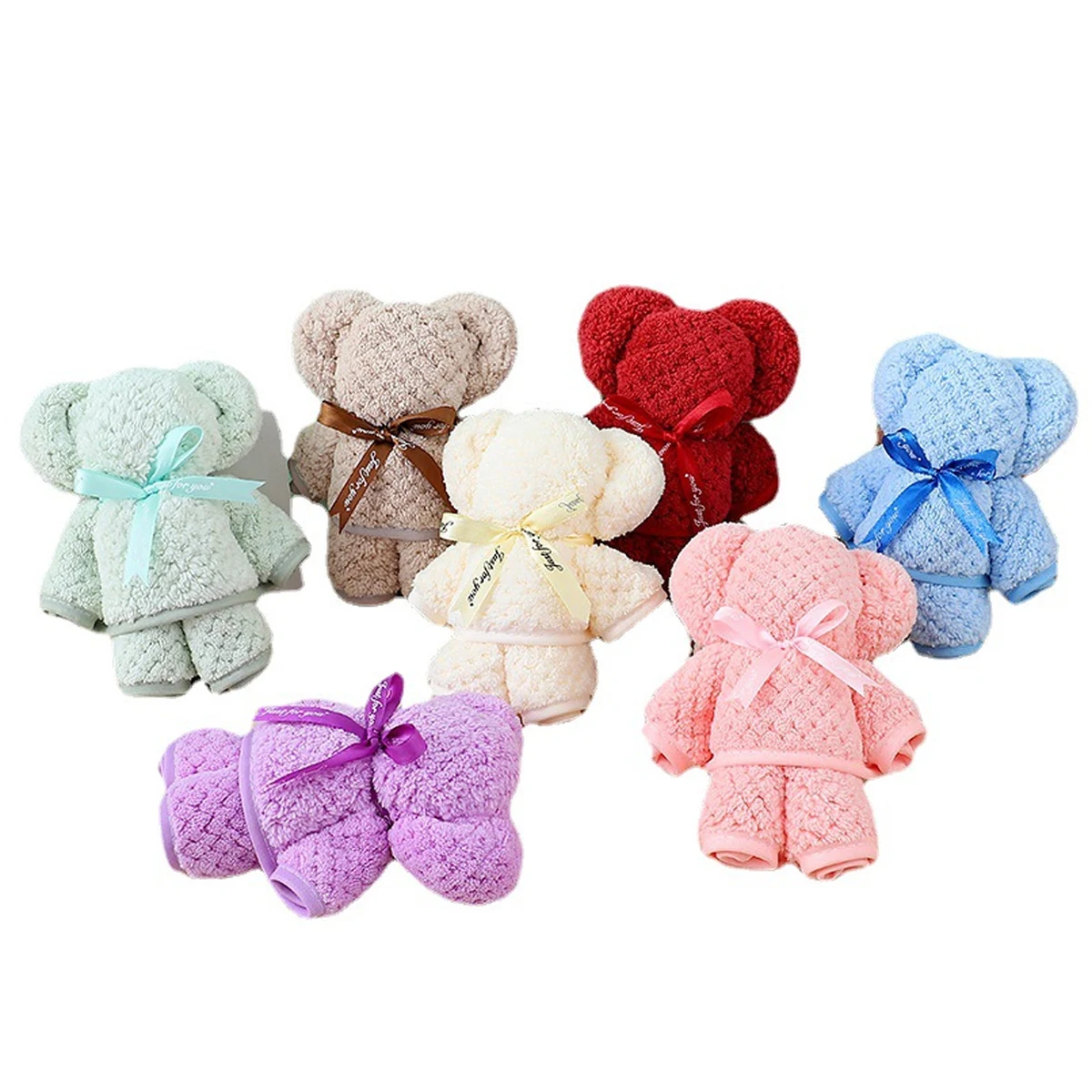 Coral Fleece Towel Bear Shape Packed 1