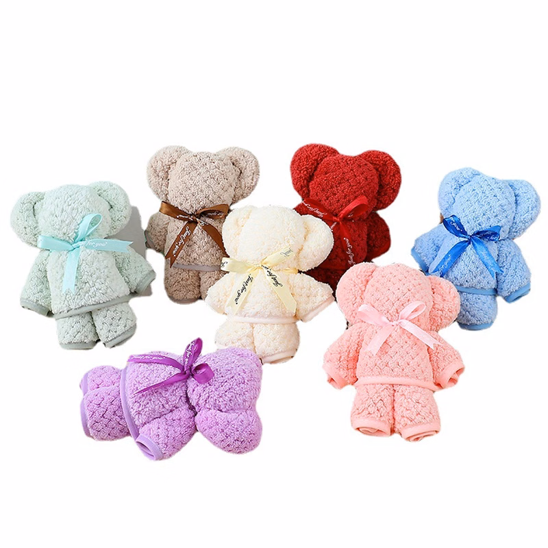 Coral Fleece Towel Bear Shape Packed