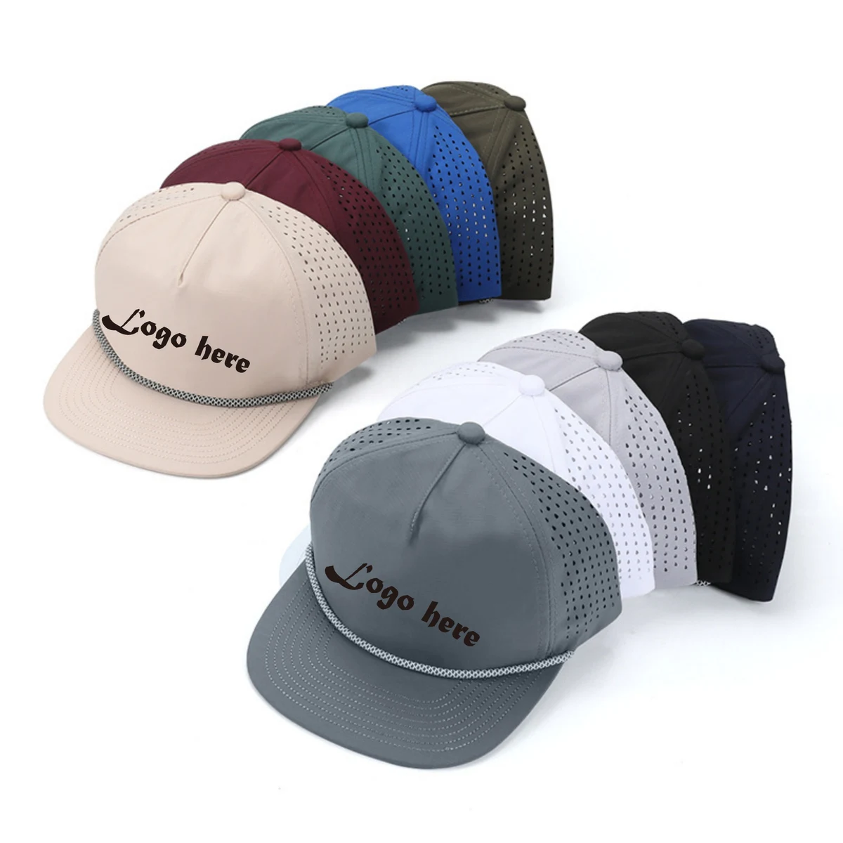 Five-Panel Rope-Strap Quick-Dry Flat-Brim Cap 1