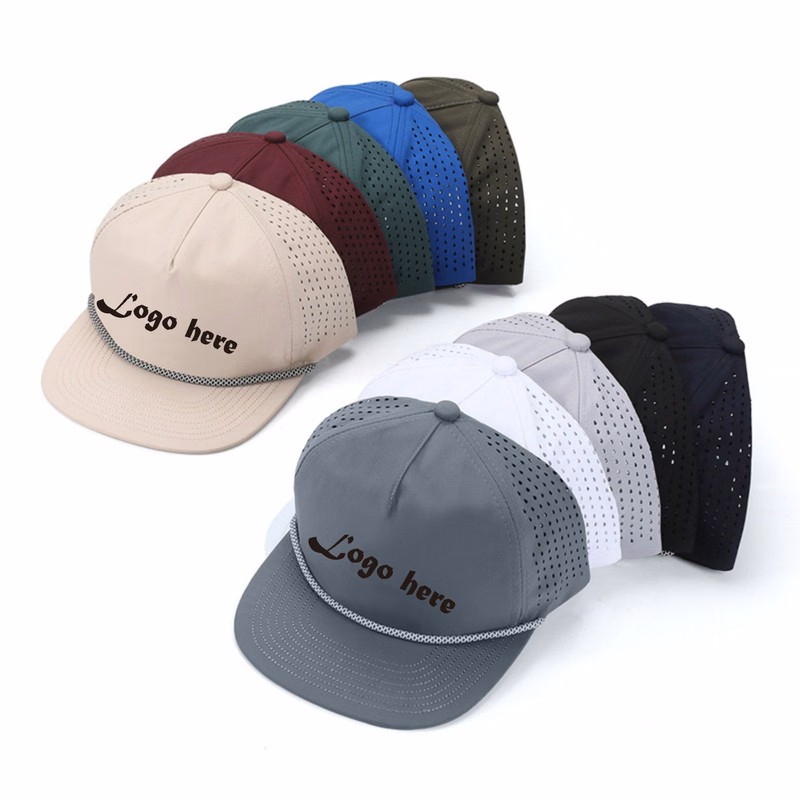 Five-Panel Rope-Strap Quick-Dry Flat-Brim Cap