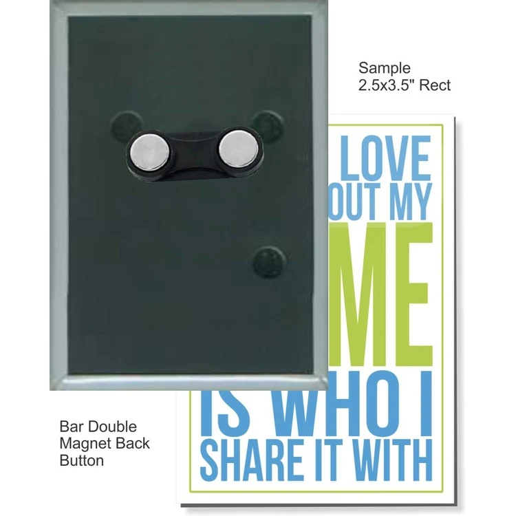Bar Double Magnet 2 1/2 Inch X 3 1/2 Inch Rectangular Button 1