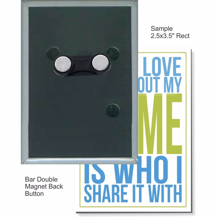 Bar Double Magnet 2 1/2 Inch X 3 1/2 Inch Rectangular Button