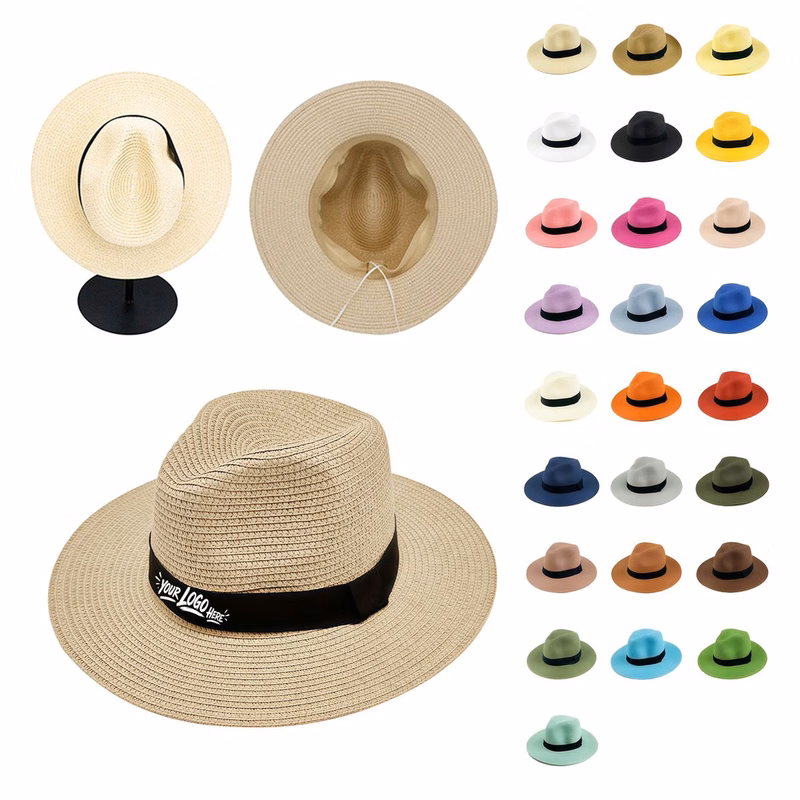 Foldable Raffia Panama Hat Wide Brim UV Shield