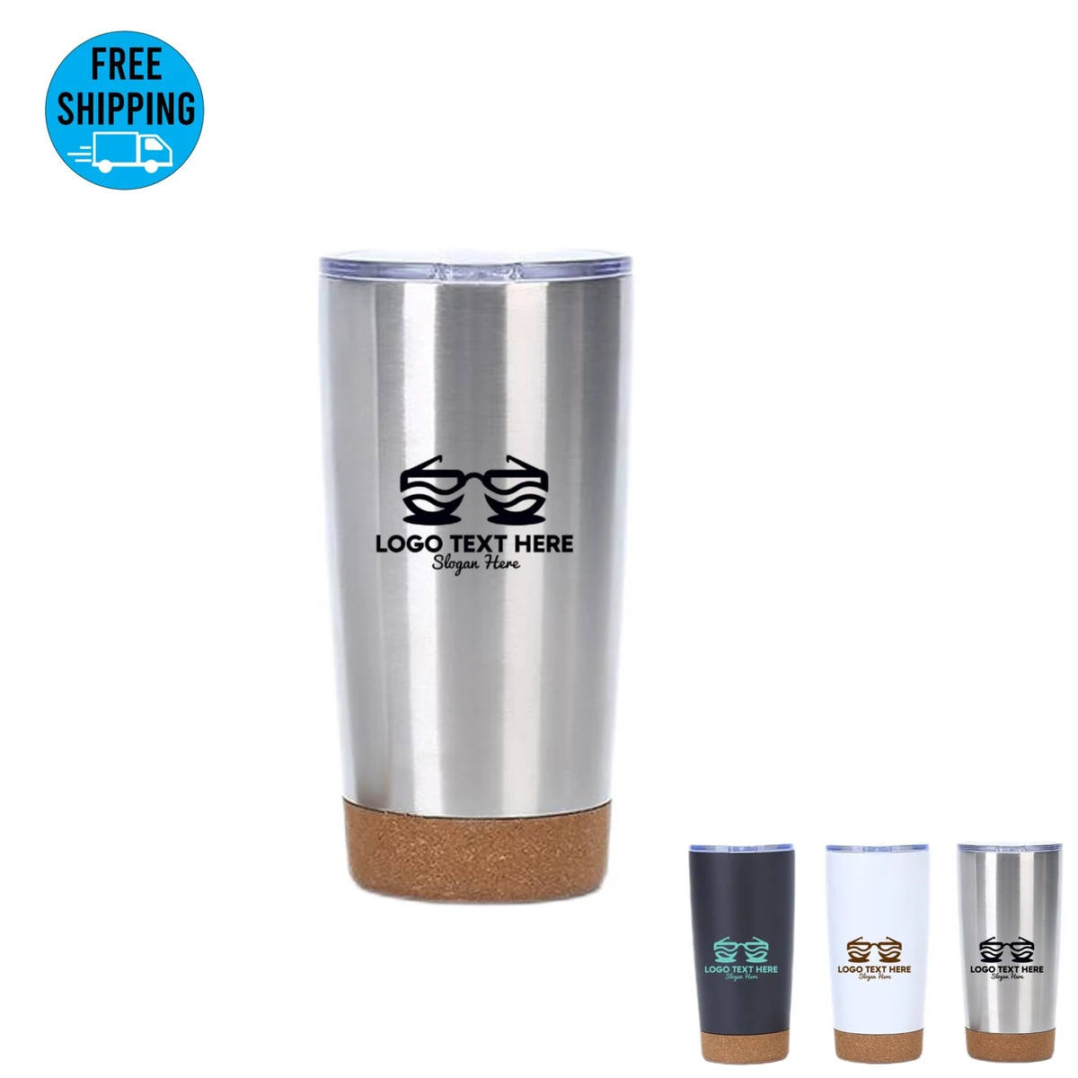 20oz Vacuum Stainless Steel Travel Tumbler with Cork Bottom 1