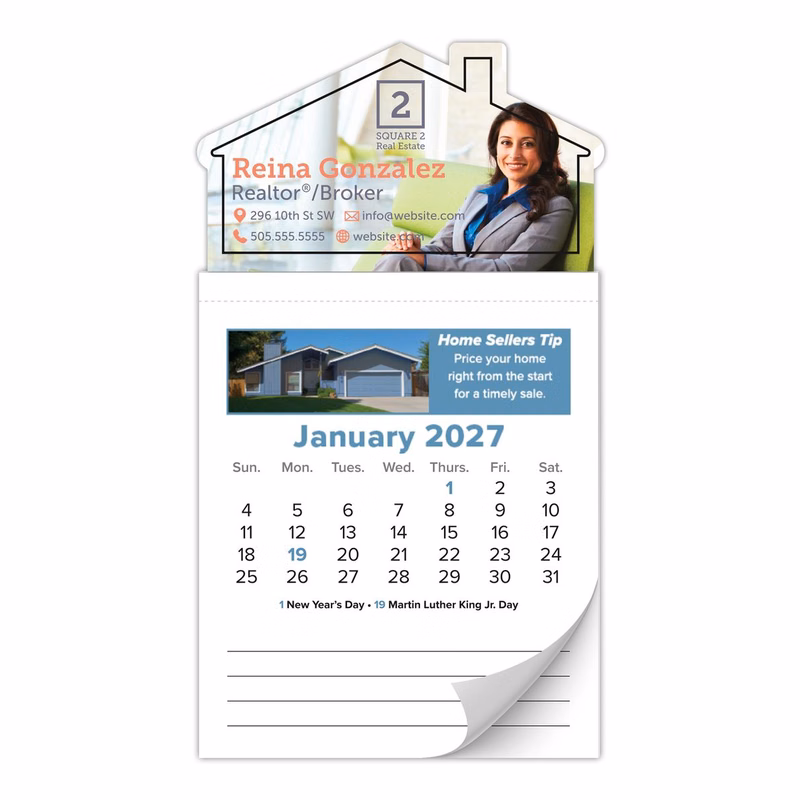 12-Month Tear-Off Magna-Cal House-Shaped Magnet Calendar (Real Estate) - Jan. 2027 w/Cover