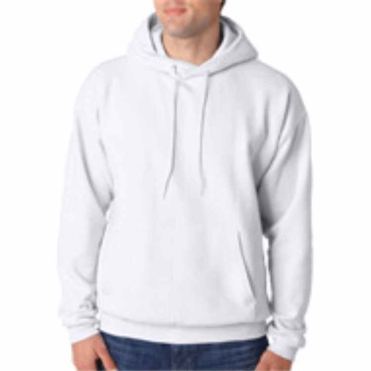 Screen Printed Hanes P170 Adult White Hooded Sweatshirt