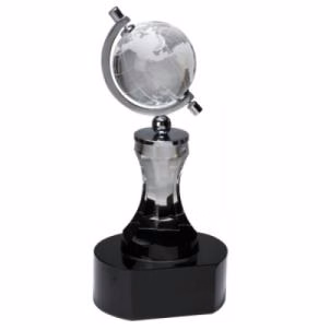 Crystal: 8.5" Spinning Globe clear, Black base