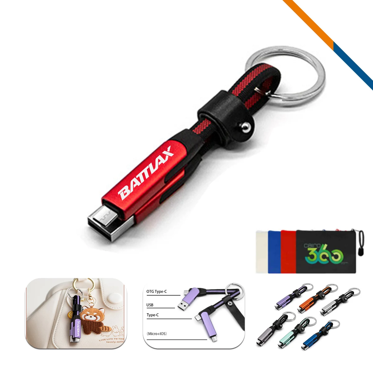 PalmCord 4in1 Keychain Fast Charging Data Transfer Cable 1