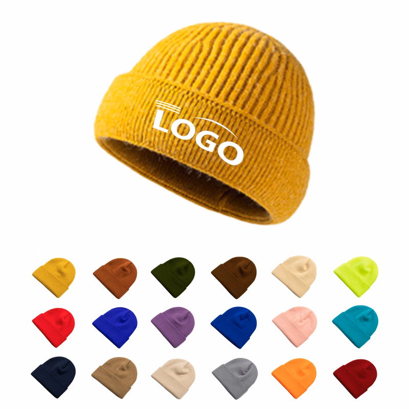 Embroidered Rolled Brim Knitted Beanie Ski Hat