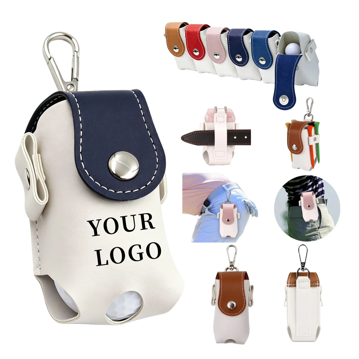 Colorblock Mini Golf Ball Pouch Carabiner 1