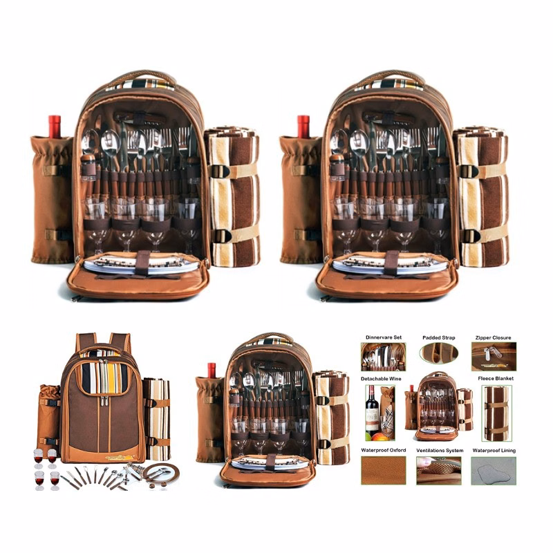 Picnic Backpack Bag for 4 Person With Cooler Compartment