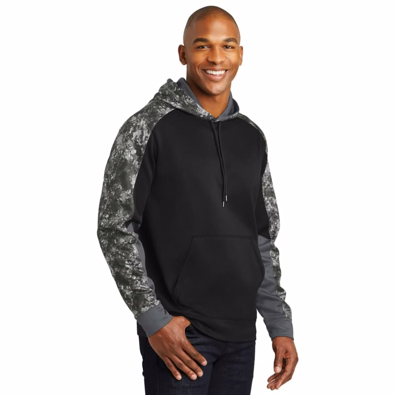 Sport-Tek Sport-Wick Mineral Freeze Fleece Colorblock Hooded Pullover.