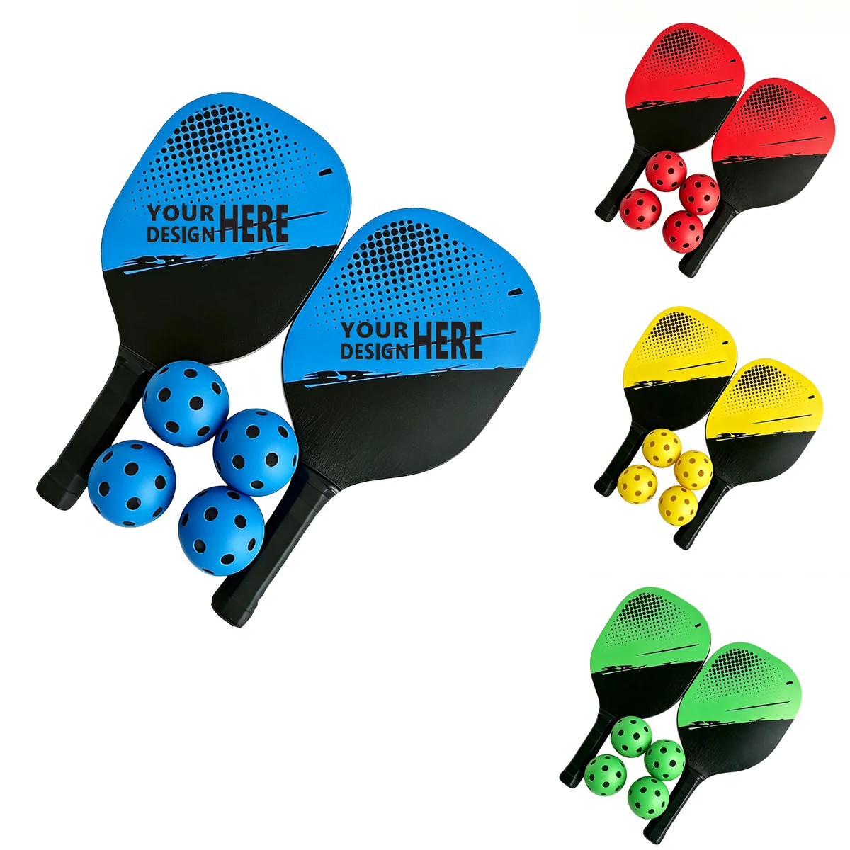 2-Racket Wood Pickleball Set with Balls & Carry Tote 1