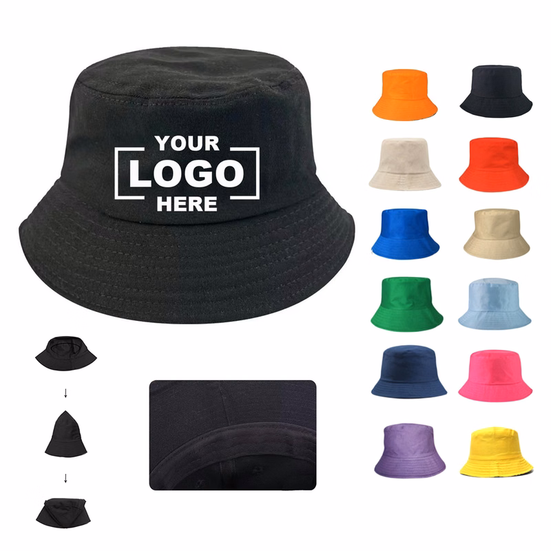 Cotton Solid Color Bucket Hat Breathable Unisex Outdoor Cap