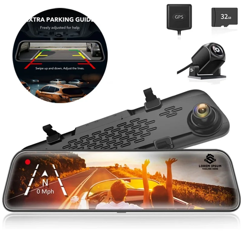 12" Touch Screen 2K Mirror Dash Cam 1