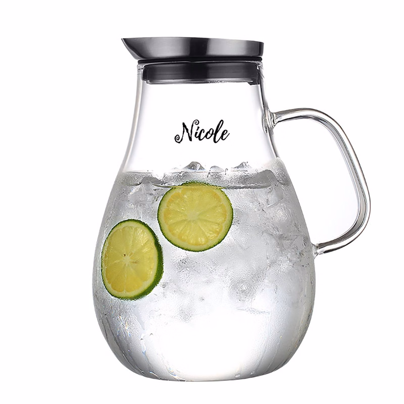 Glass Water Pitcher With Stainless Steel Dustproof Lid