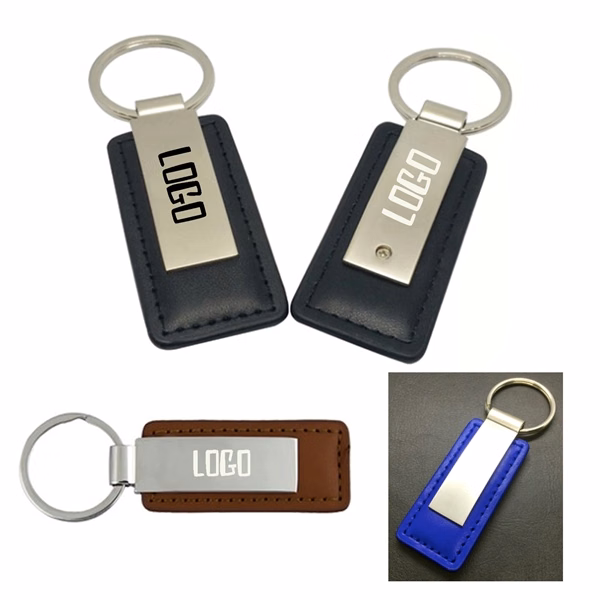 Custom 3.75" Metal and Leather Key Tag with Split Ring — Professional Car Organizer