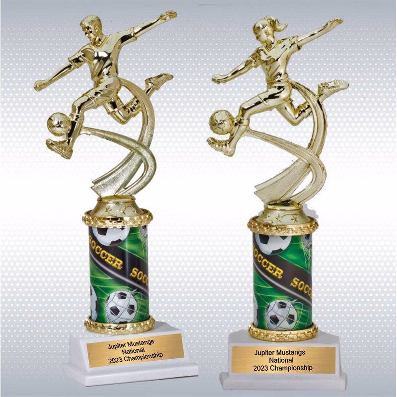 Assembled Soccer Female Trophy w/ White Base