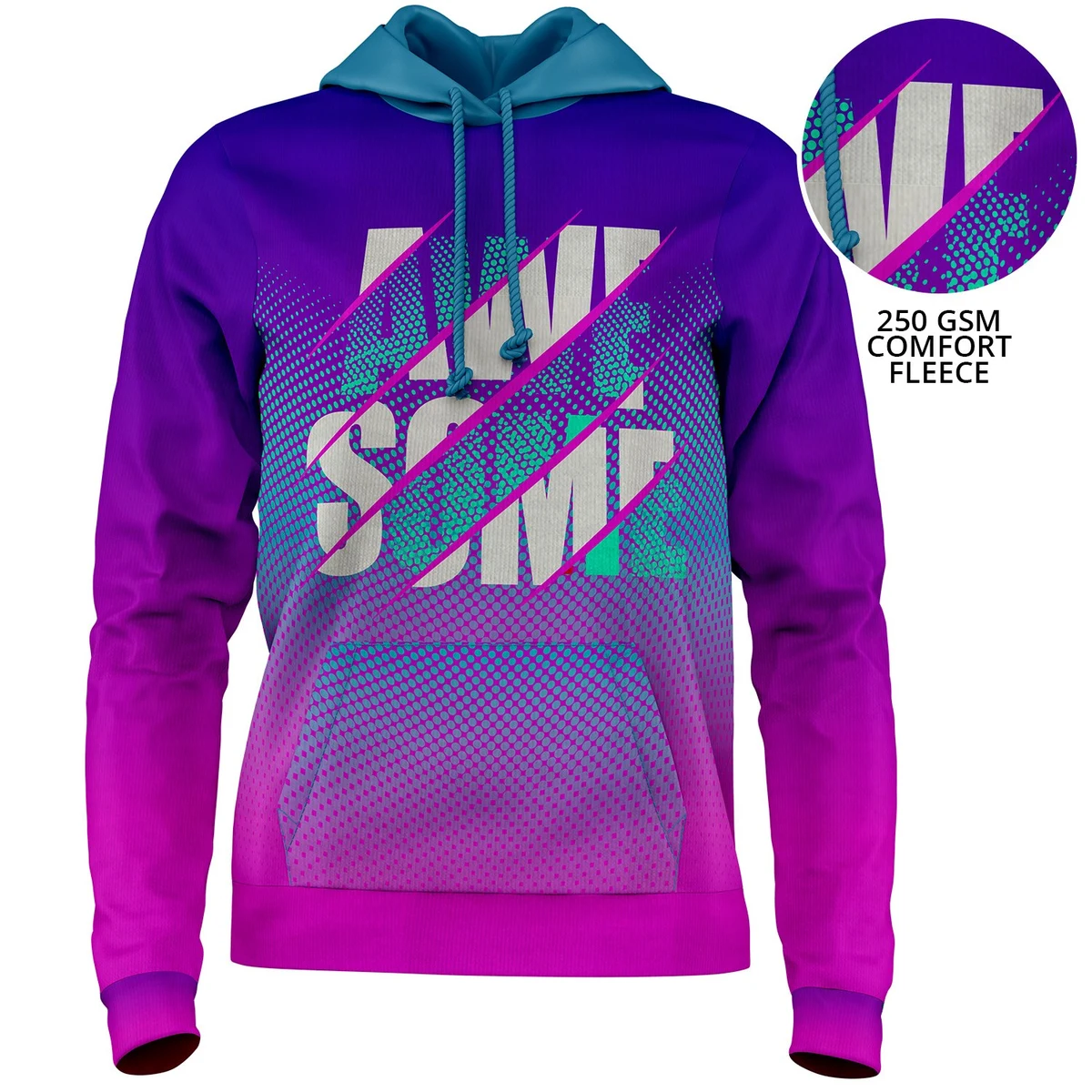 Women's 250 GSM lightweight Comfort Fleece Full Color Hoodie with Kangaroo Pockets 1
