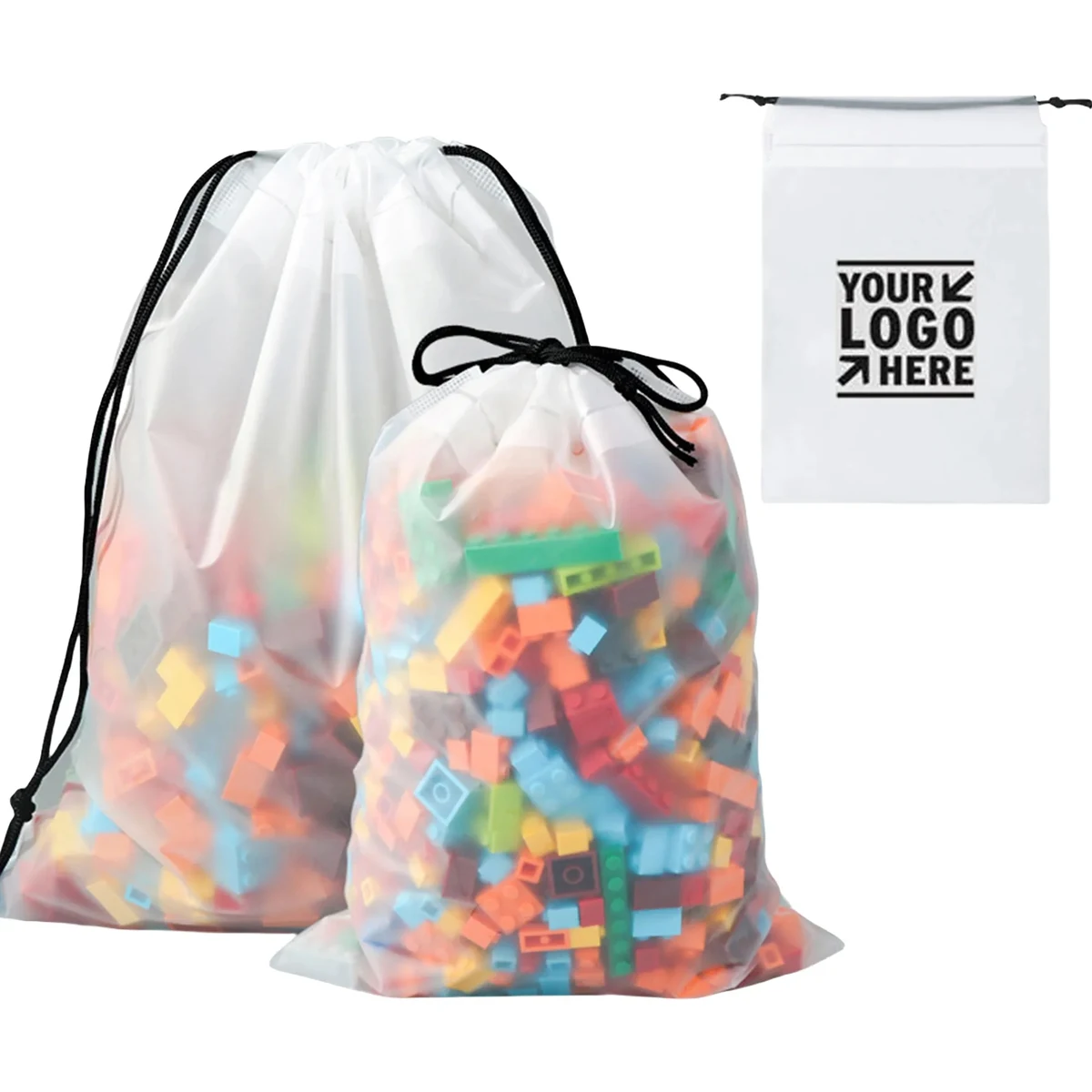 Frosted Transparent Plastic Drawstring Bag 1