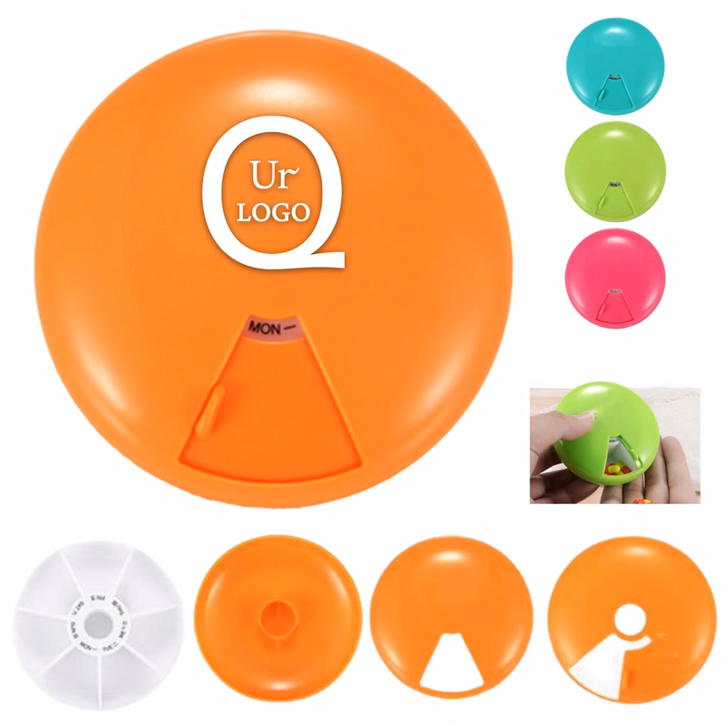 Circular Slide-Lock Medicine Box W/7 Compartments