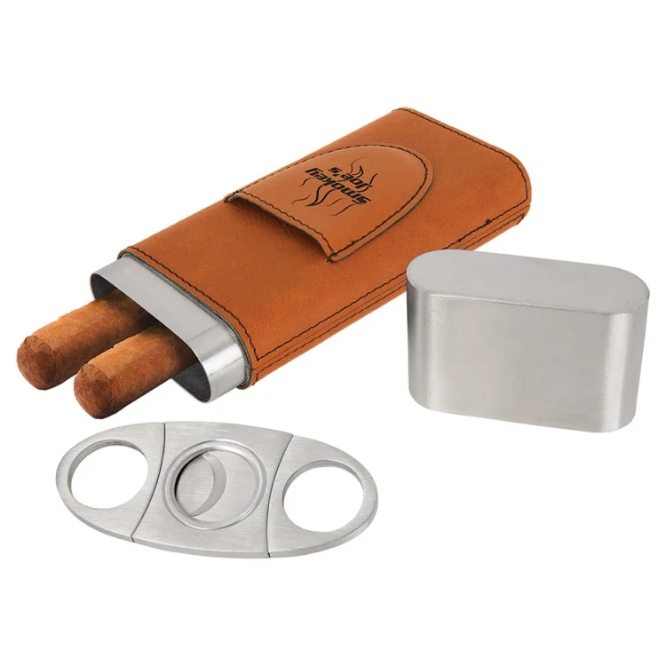 Rawhide Leatherette Cigar Case with Cutter 1