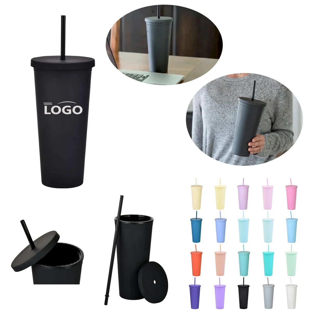 23oz Acrylic Water Cup With Lid And Straw 1