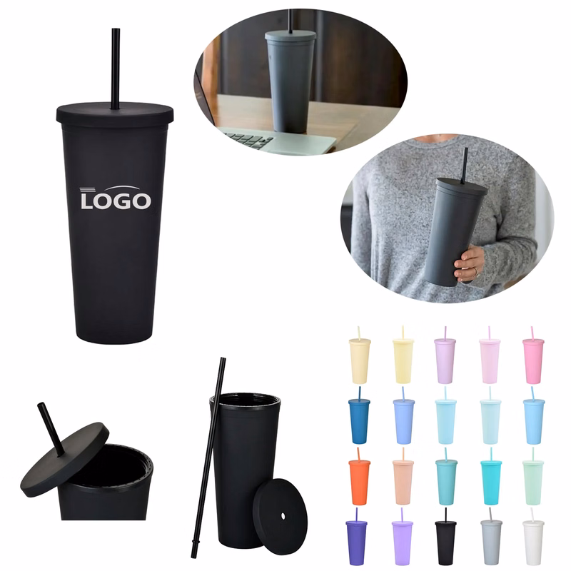 23oz Acrylic Water Cup With Lid And Straw