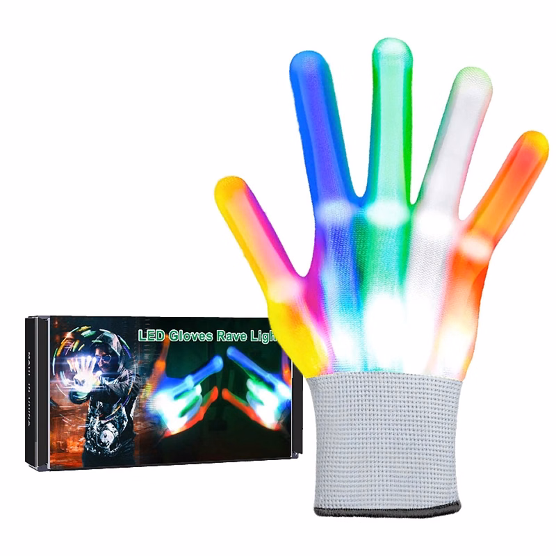 LED Gloves 12 Color Flashing Finger Light Up