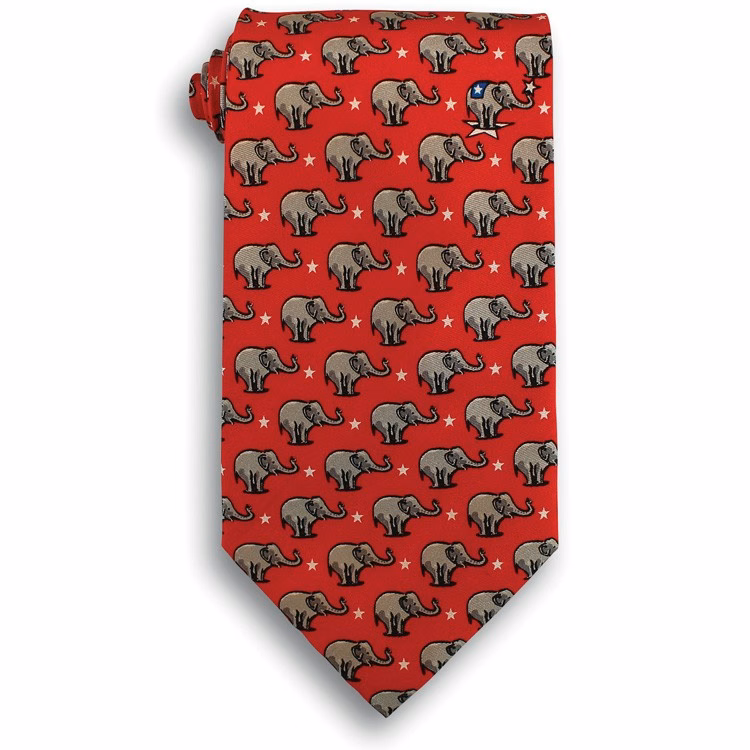 Red Republican Elephant Political Novelty Tie