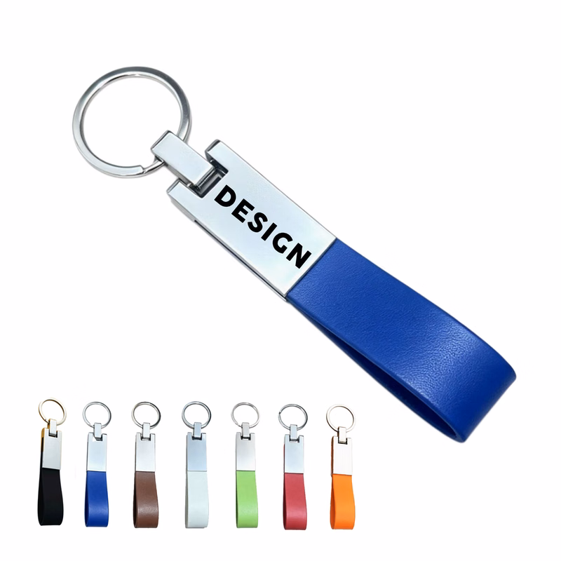 Leather Strap Keychain Metal Car Key Holder