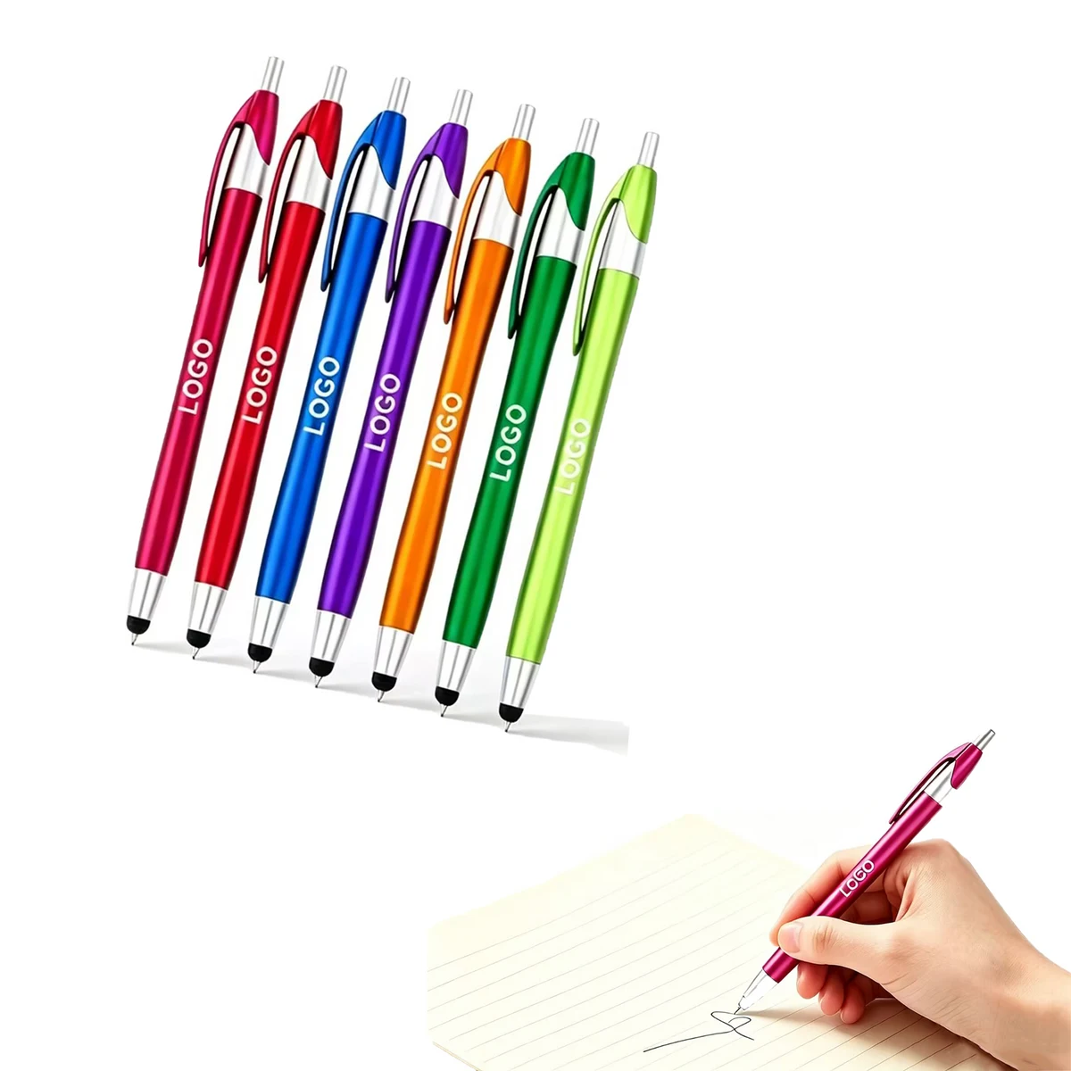 Multi Function Clickable Alloy Stylus Writing Pen, custom pen with logo imprint 1