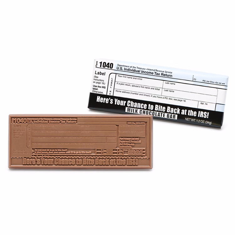 Bite Back at the IRS Milk Chocolate Wrapper Bar