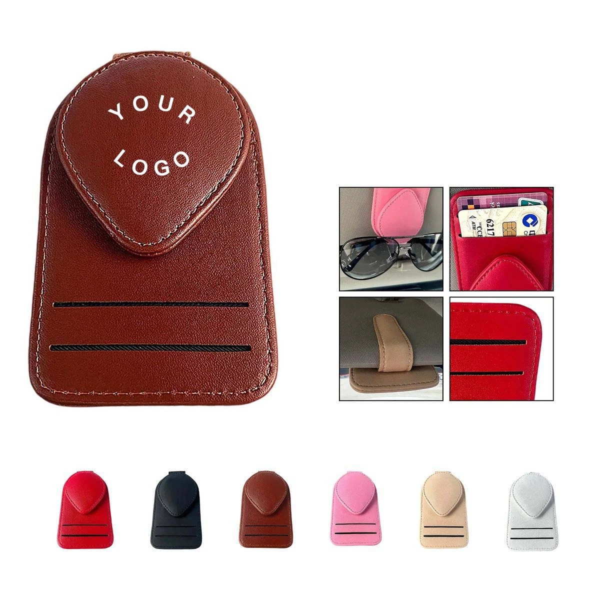 PU Leather Car Visor Sunglass Clip Organizer 1