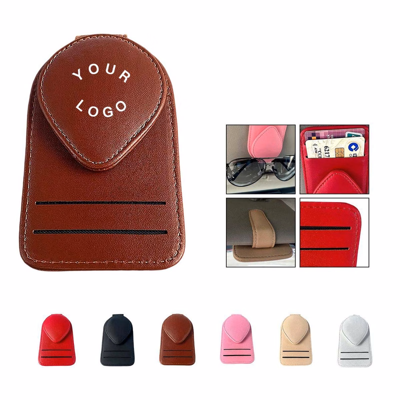 PU Leather Car Visor Sunglass Clip Organizer