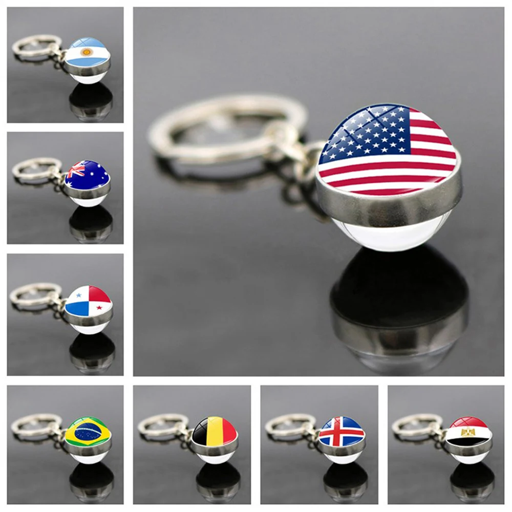 Qatar World Cup National Flag Glass Marble Key Chain 1