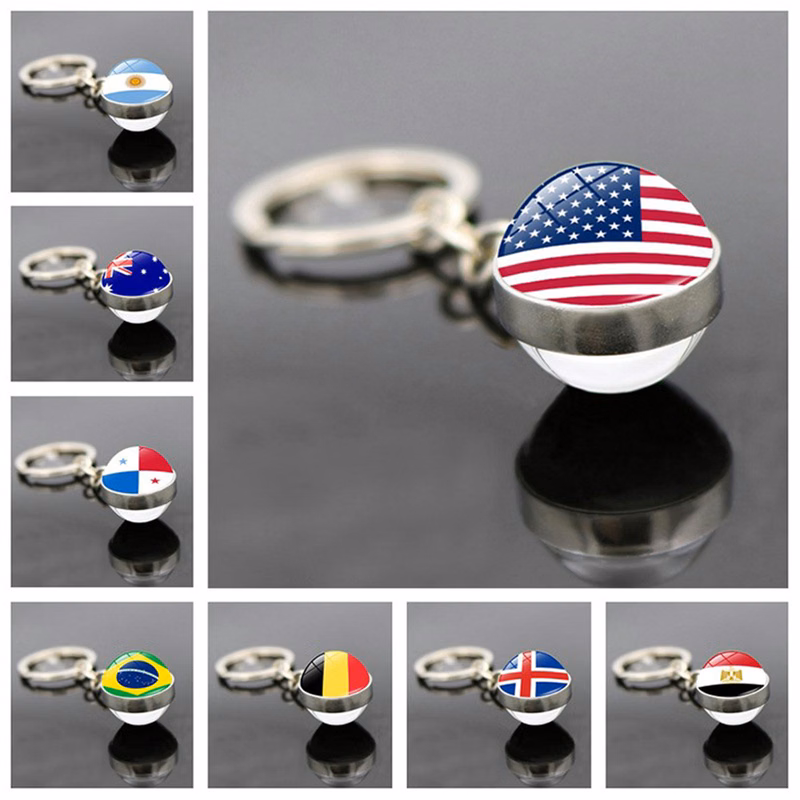 Qatar World Cup National Flag Glass Marble Key Chain