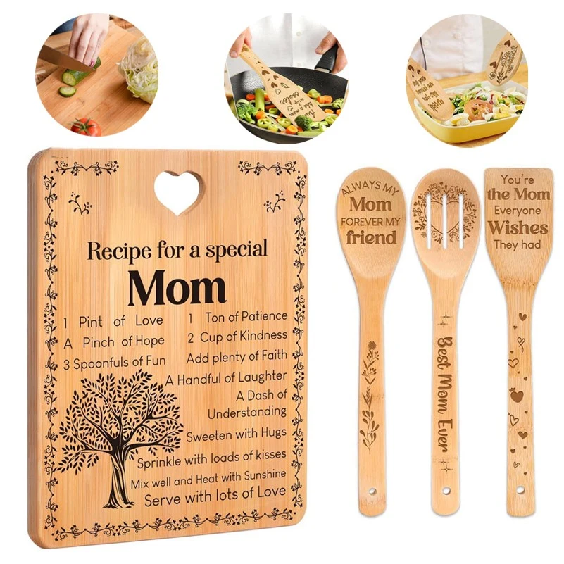 Eco-friendly Bamboo Cooking Board Set Mom Gift 1