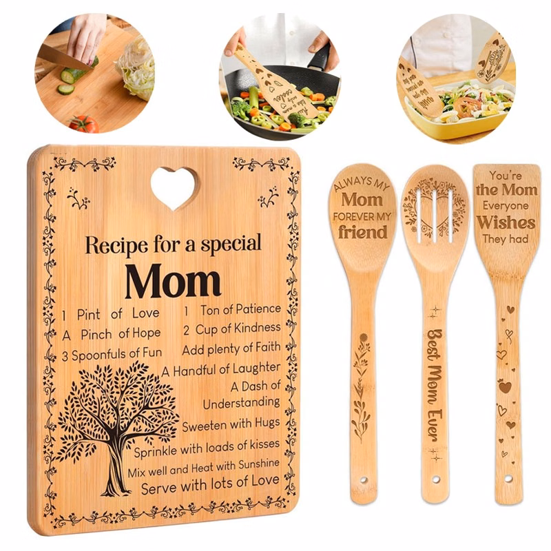 Eco-friendly Bamboo Cooking Board Set Mom Gift