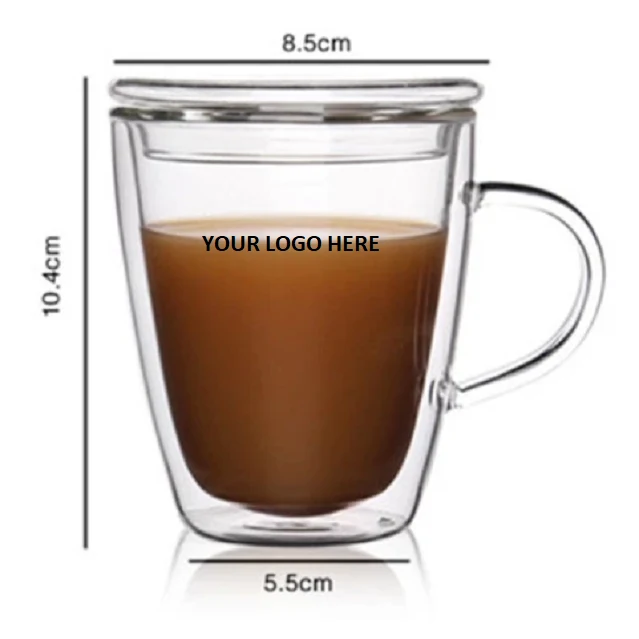 Double Wall Glass Coffee w/ Glass Lid 8 oz 1