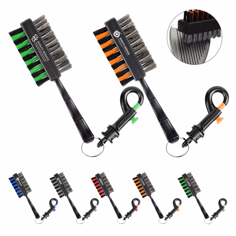 2-In-1 Dual-Bristle Golf Club Cleaning Brush With Clip