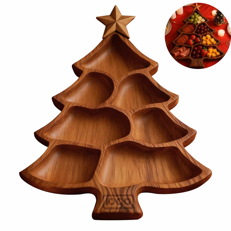 Wooden Christmas Tree Fruit Platter