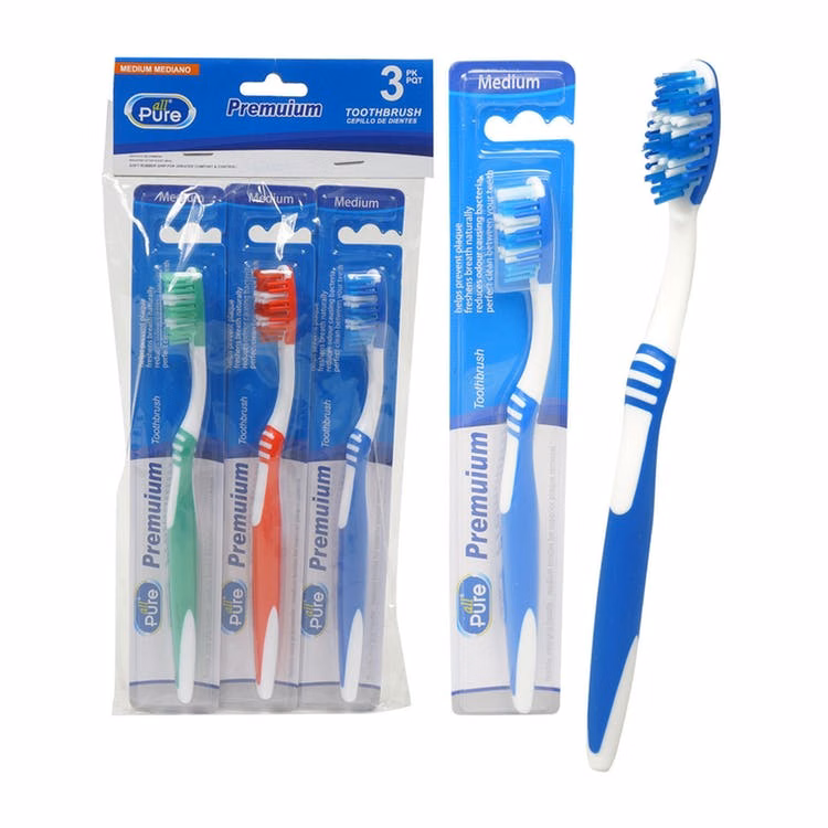 Toothbrushes - 3 Pack Assorted Colors