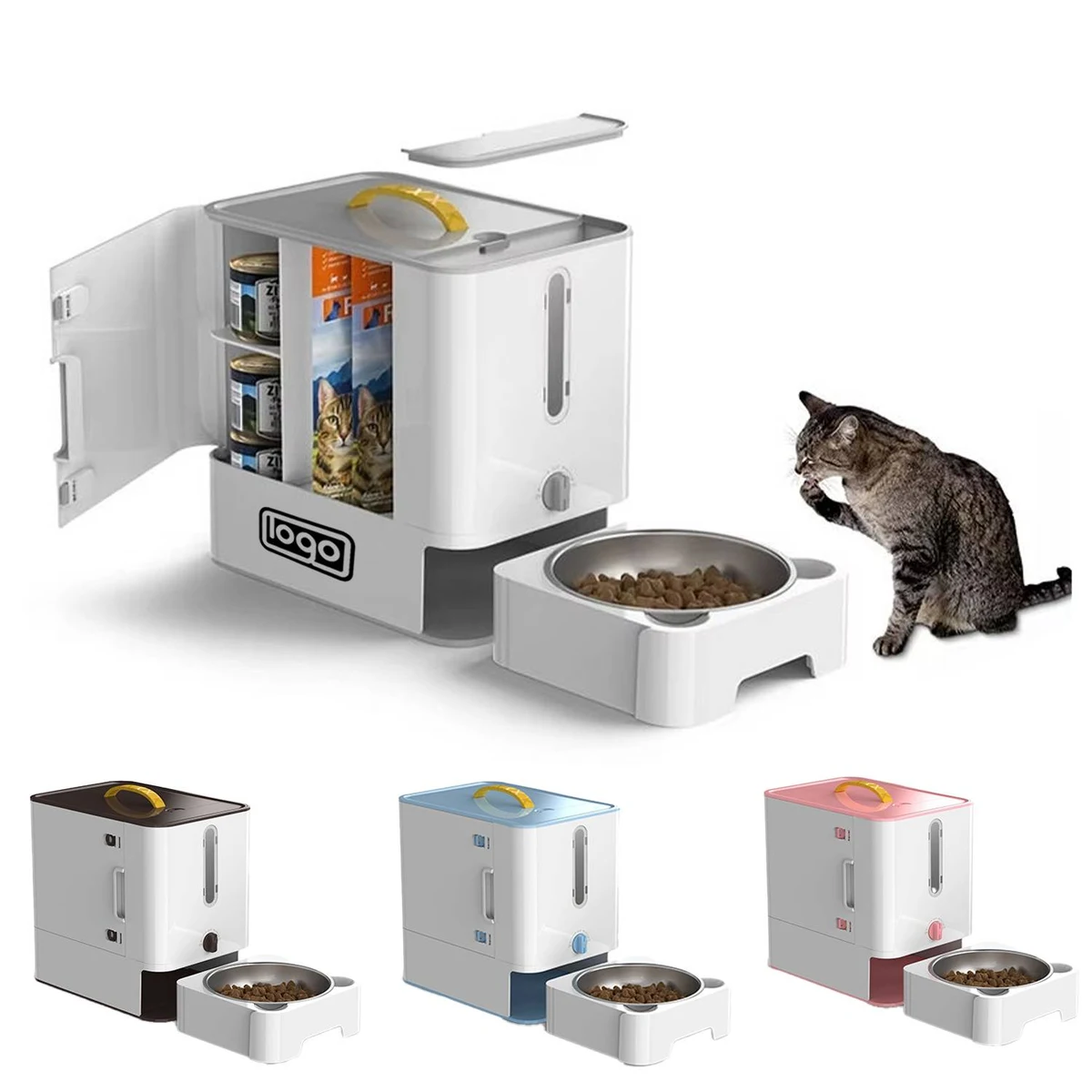 Pet Food Storage Container Dispenser w/ Removable Bowl 1