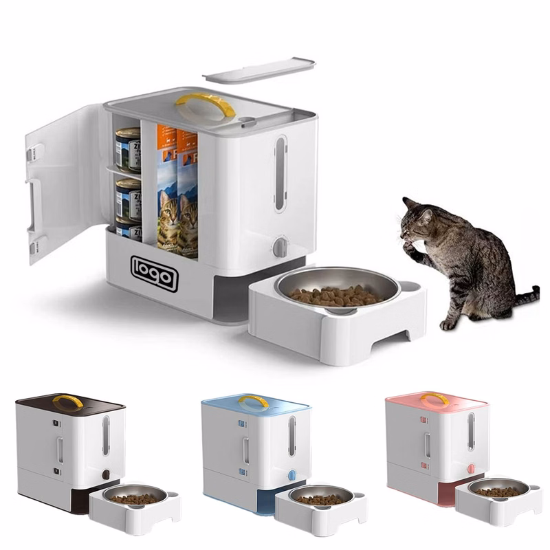 Pet Food Storage Container Dispenser w/ Removable Bowl